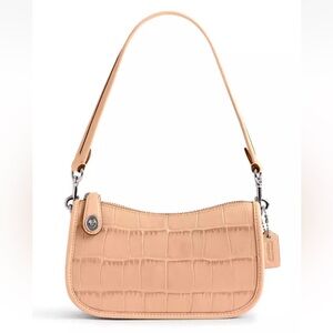 New Coach CP024 Swinger Bag 20 Croc Embossed Leather Ivory